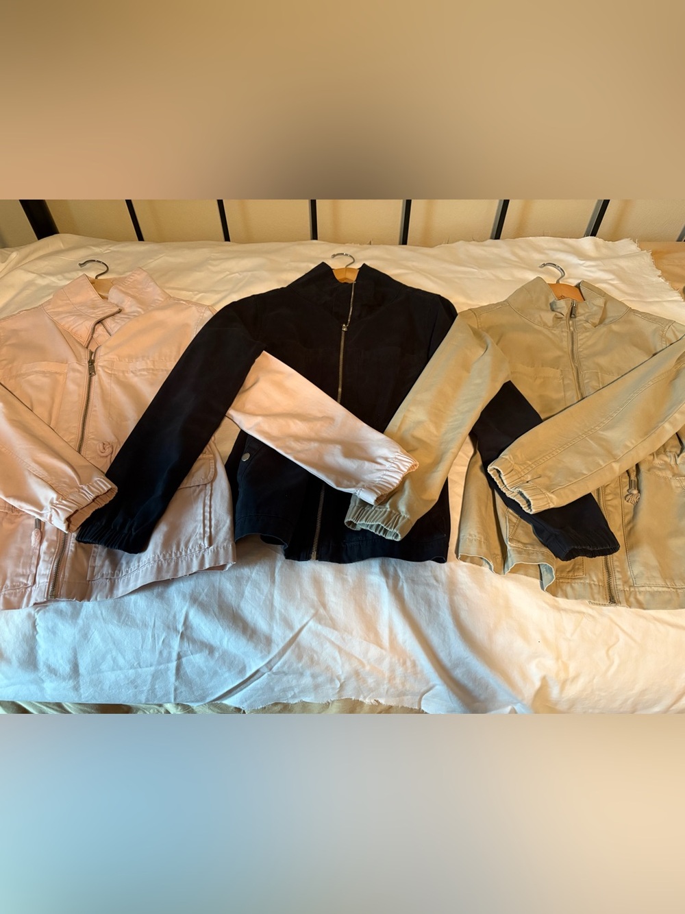 Set of 3 Women’s XS Old Navy Utility Jackets in Pink, Black & Tan
